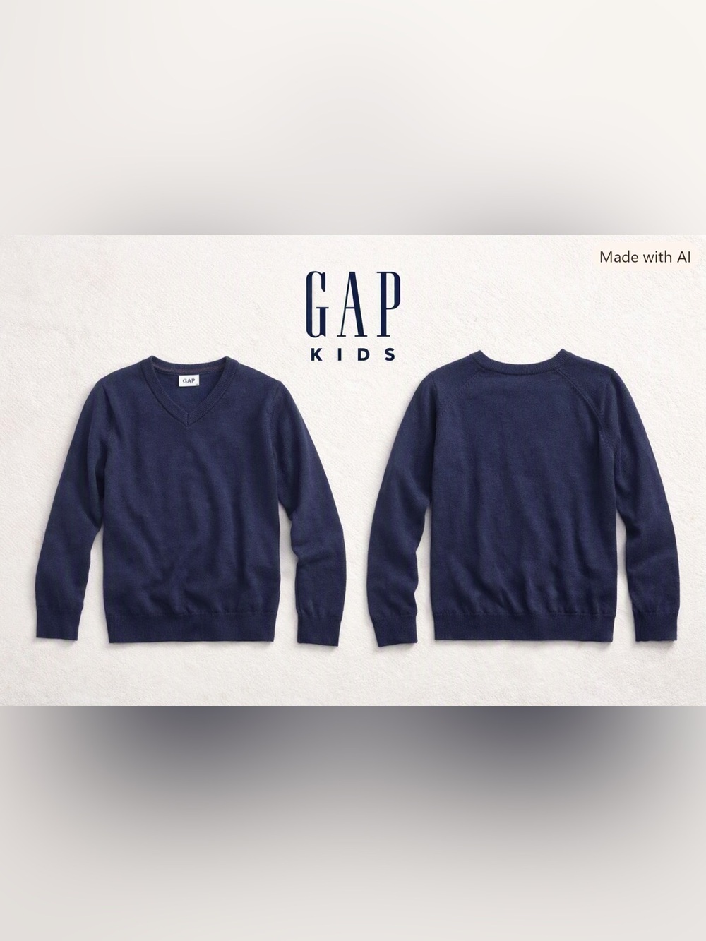 GAP Kids Navy Blue V-Neck Knit Sweater - Size L (10-11)